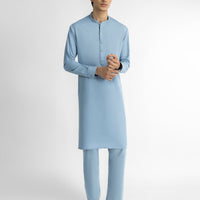 Blended Sky Blue Kurta Trouser - J. Junaid Jamshed