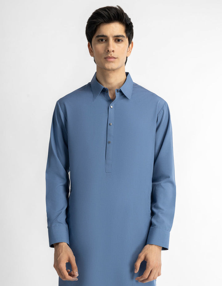 Blended Blue Shalwar Kameez - J. Junaid Jamshed