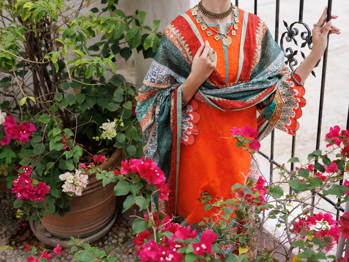 Lawn Orange Stitched Suit - Almirah
