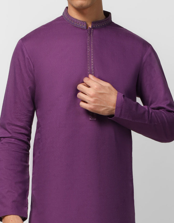 Cotton Purple Kurta - J. Junaid Jamshed