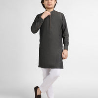 Cotton Dark Grey Kurta - J. Junaid Jamshed