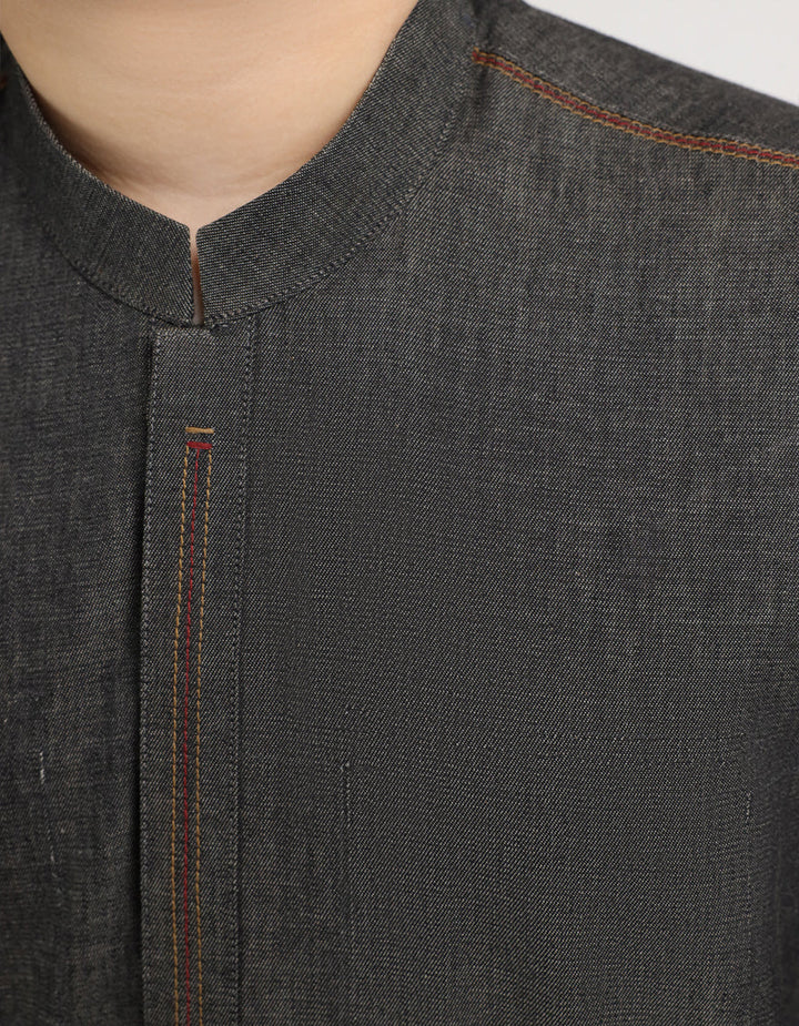 Cotton Dark Grey Kurta - J. Junaid Jamshed