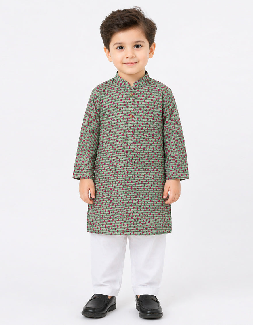 Cotton Green Shalwar Kameez - J. Junaid Jamshed