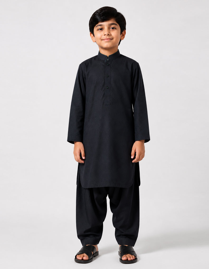 Polyester Charcoal Shalwar Kameez - J. Junaid Jamshed