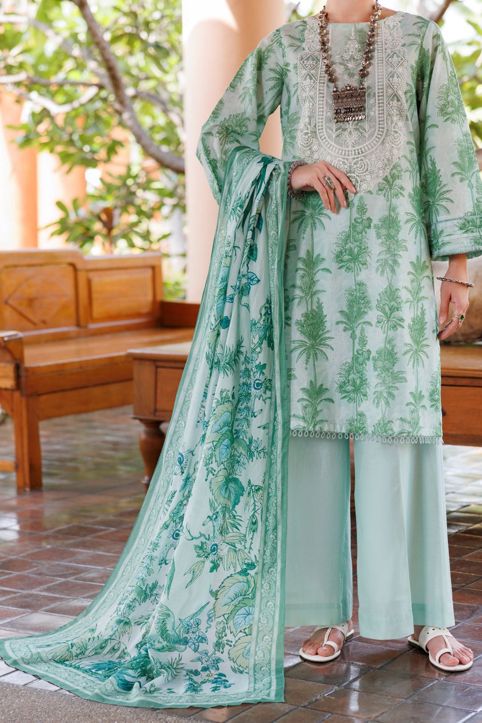 Lawn Light Green Unstitched Suit - Almirah