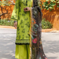 Danier Jacquard Lime Green Unstitched Suit - Almirah