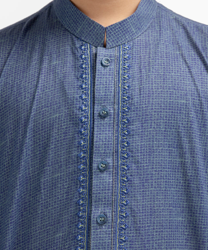 Cotton Dark Blue Kurta - J. Junaid Jamshed