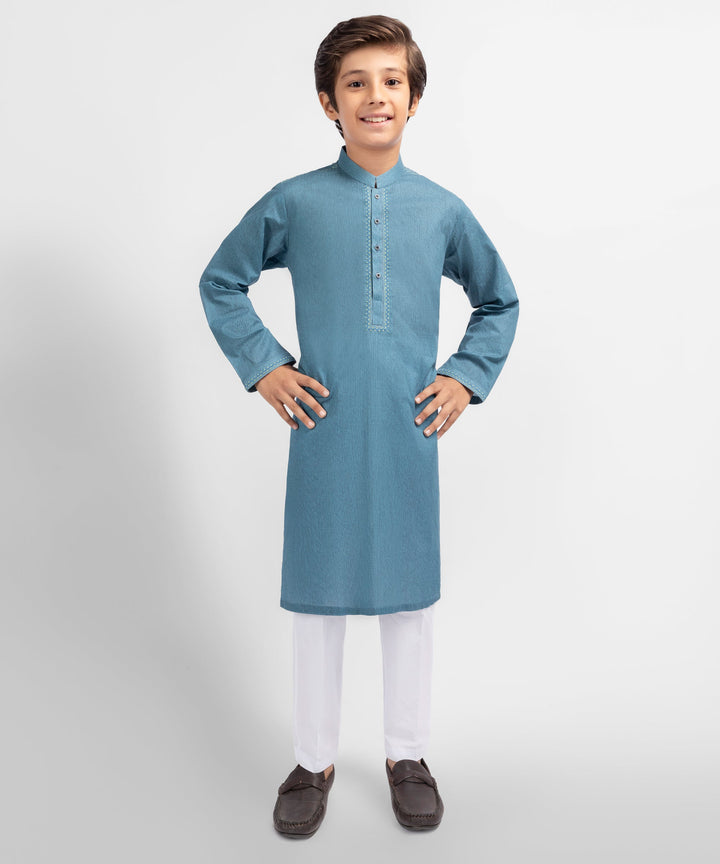 Cotton Blue Kurta - J. Junaid Jamshed