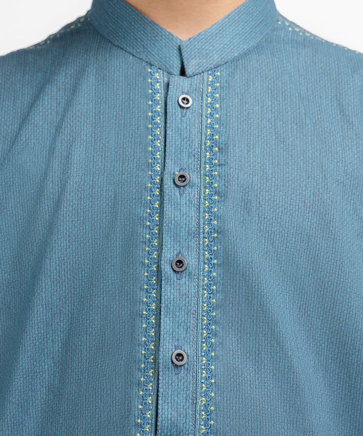 Cotton Blue Kurta - J. Junaid Jamshed