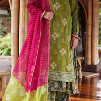 Mapple Silk Green Stitched Suit - Almirah