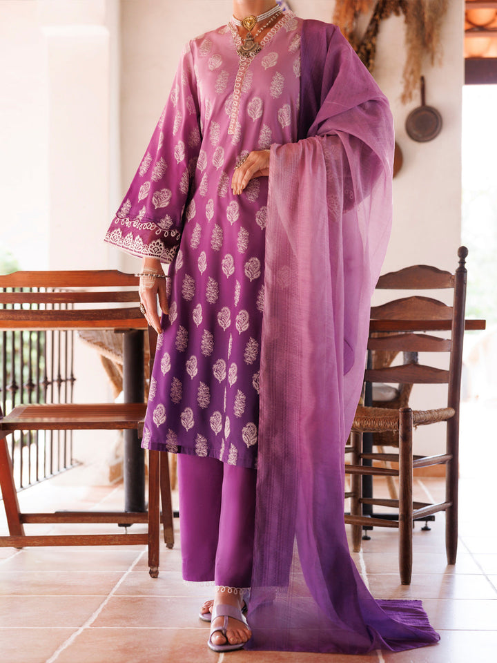 Cambric Purple Stitched Suit - Almirah