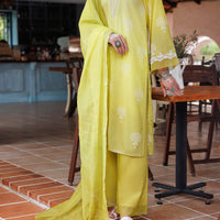 Cambric Lemon Stitched Suit - Almirah