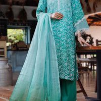 Cambric Green Stitched Suit - Almirah