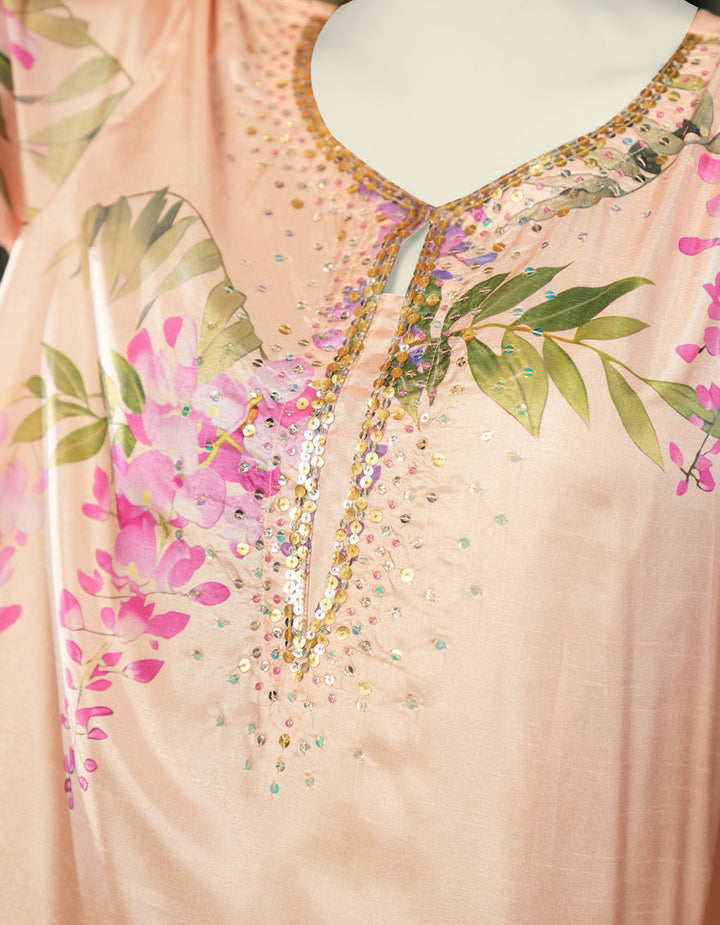 Silk Peach Stitched Suit - J. Junaid Jamshed