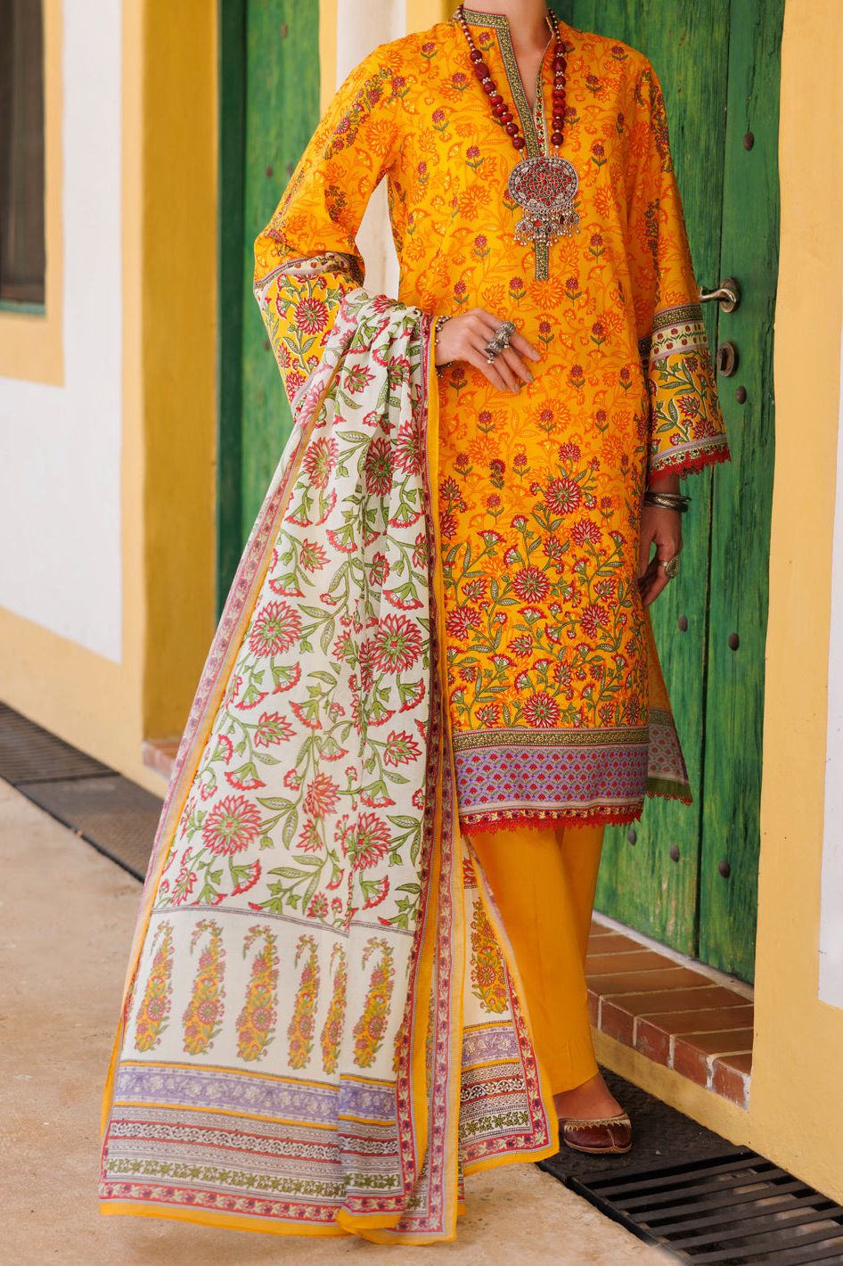 Lawn Yellow Unstitched Suit - Almirah