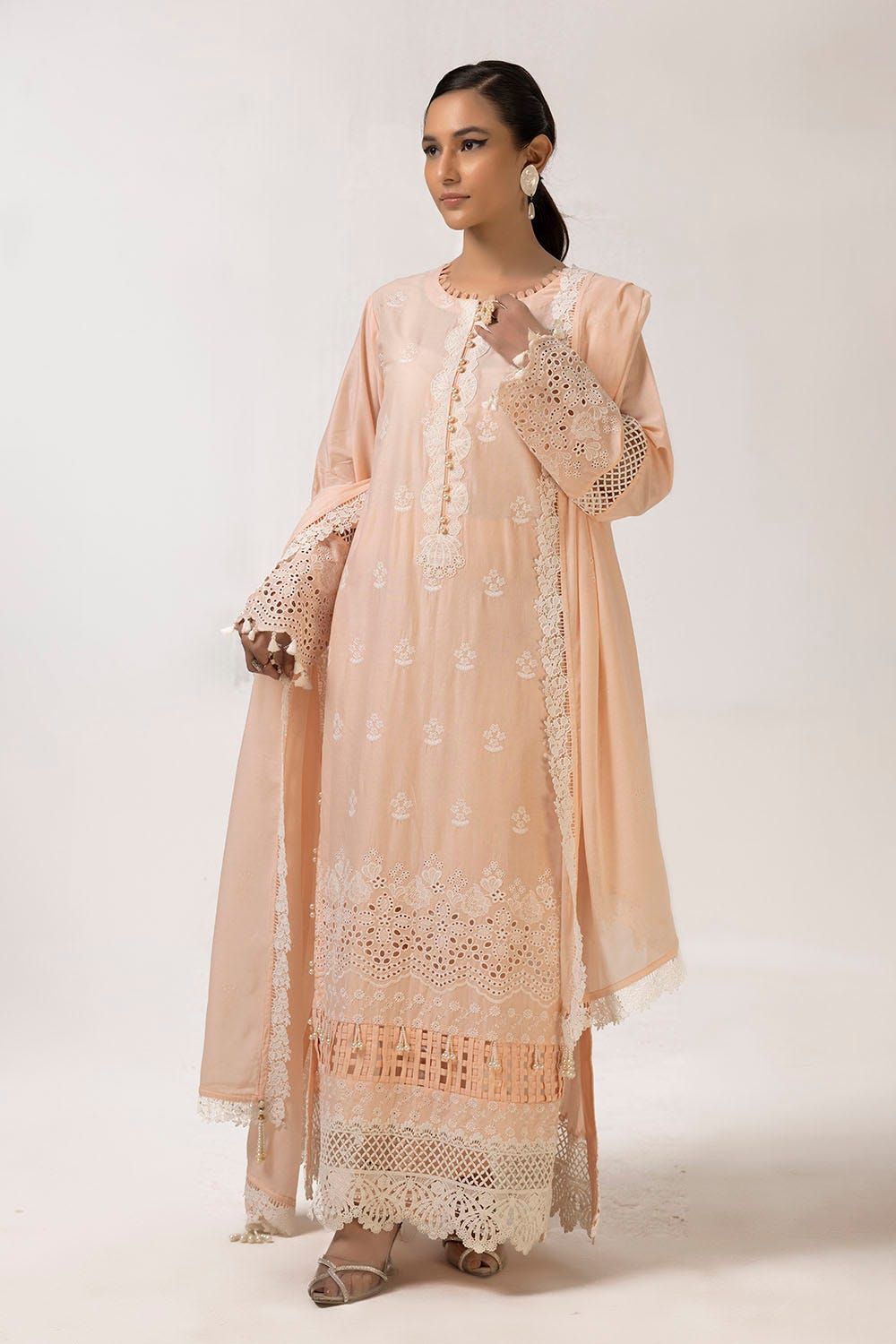 Printed Lawn Peach Unstitched Suit - Gul Ahmed