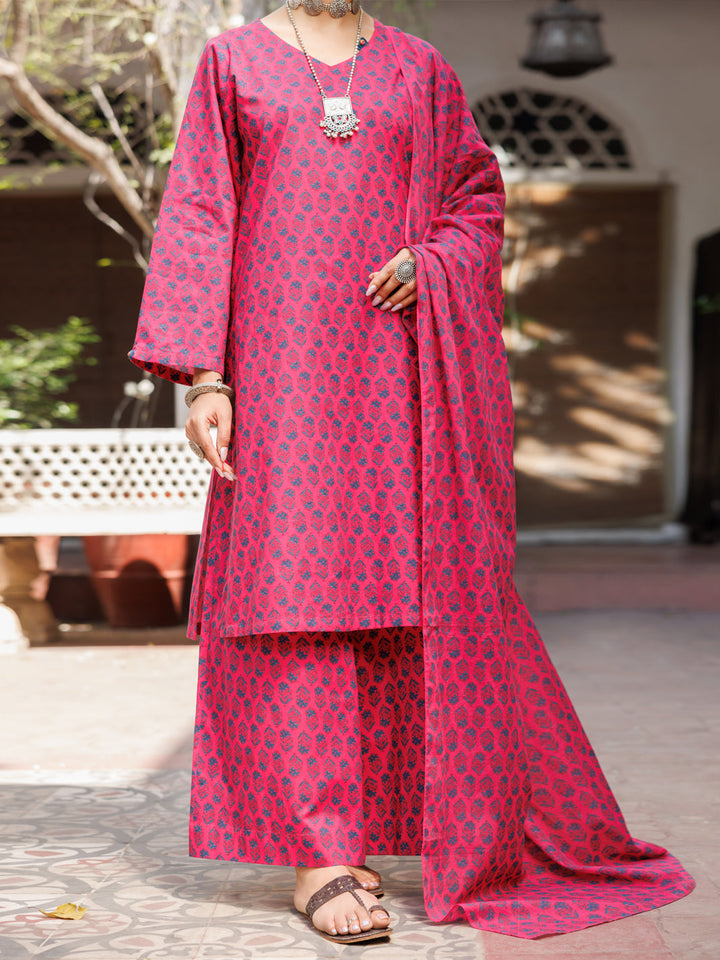 Lawn Fuchsia Stitched Suit - Almirah