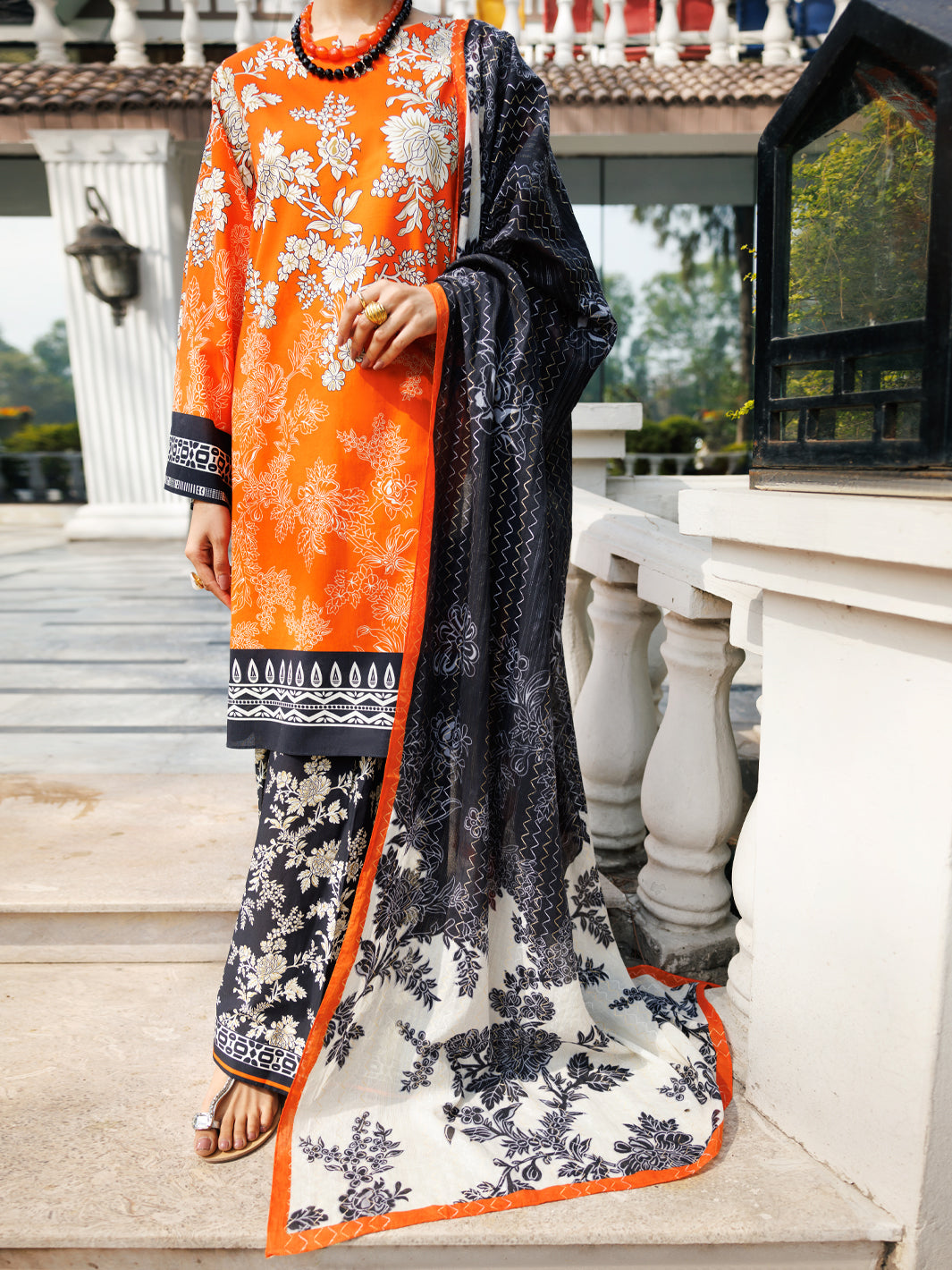 Lawn Orange Stitched Suit - Almirah