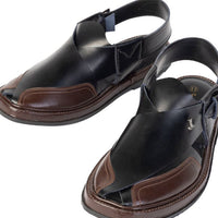 Plain Black Peshawari Chappal - J. Junaid Jamshed