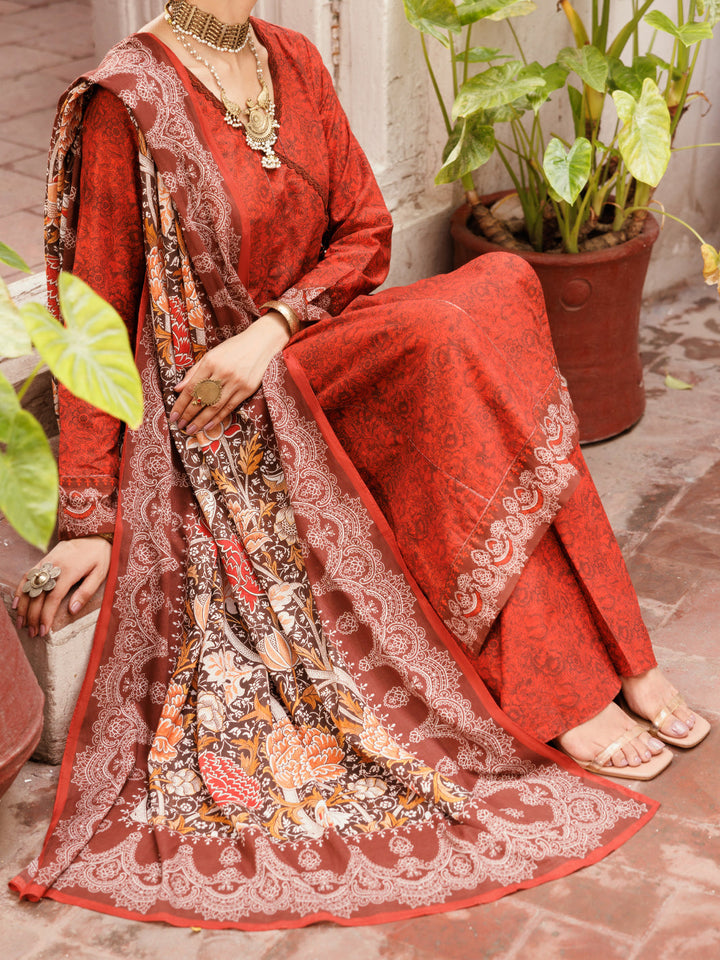 Lawn Maroon Stitched Suit - Almirah