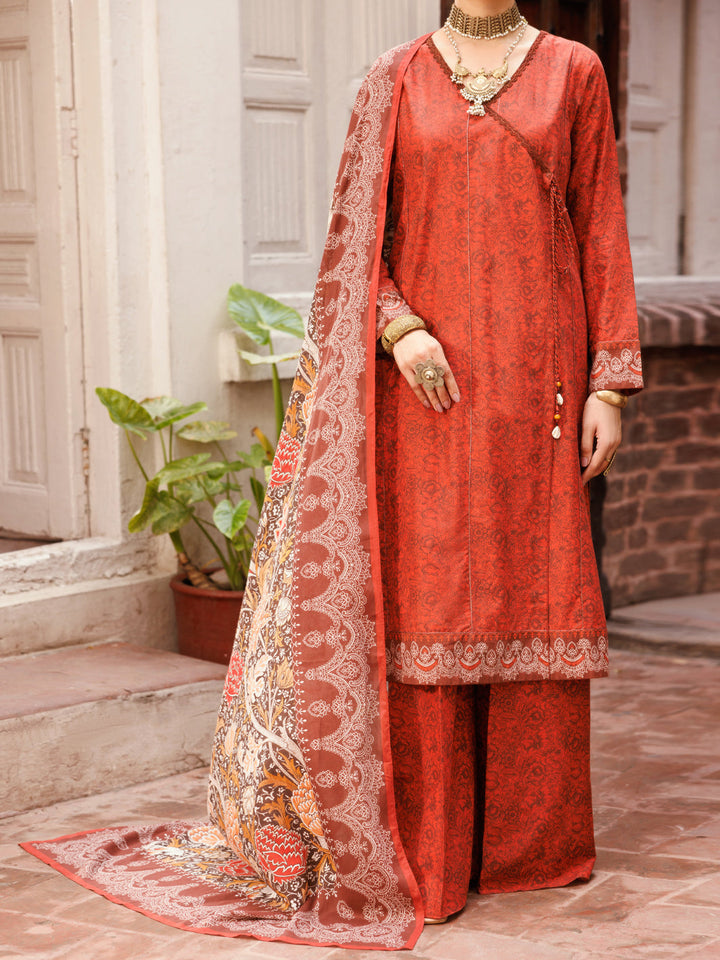 Lawn Maroon Stitched Suit - Almirah