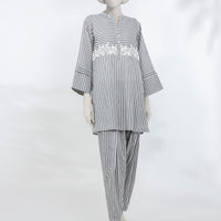 Lawn Grey Stitched Suit - J. Junaid Jamshed