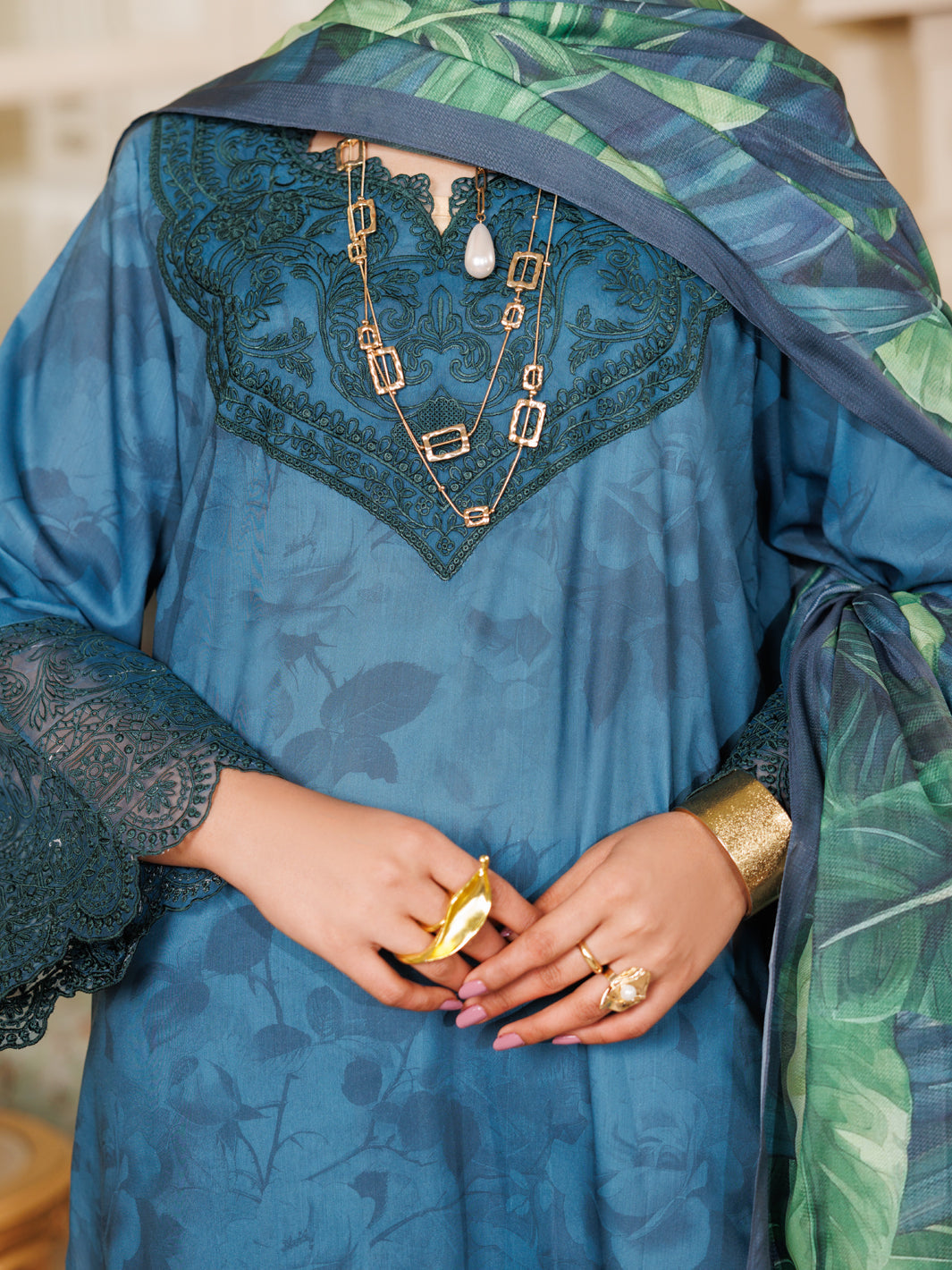 Lawn Teal Stitched Suit - Almirah