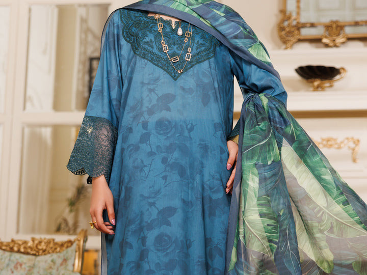 Lawn Teal Stitched Suit - Almirah