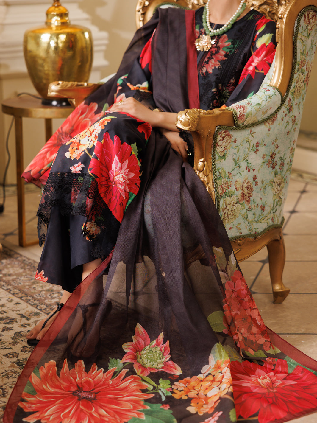 Lawn Black Stitched Suit - Almirah