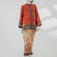 Silk Red Stitched Suit - J. Junaid Jamshed