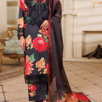 Lawn Black Stitched Suit - Almirah