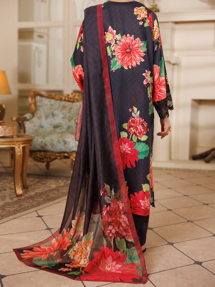 Lawn Black Stitched Suit - Almirah