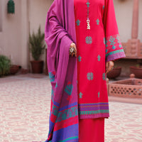 Yarn Dyed Fuchsia Stitched Suit - Almirah