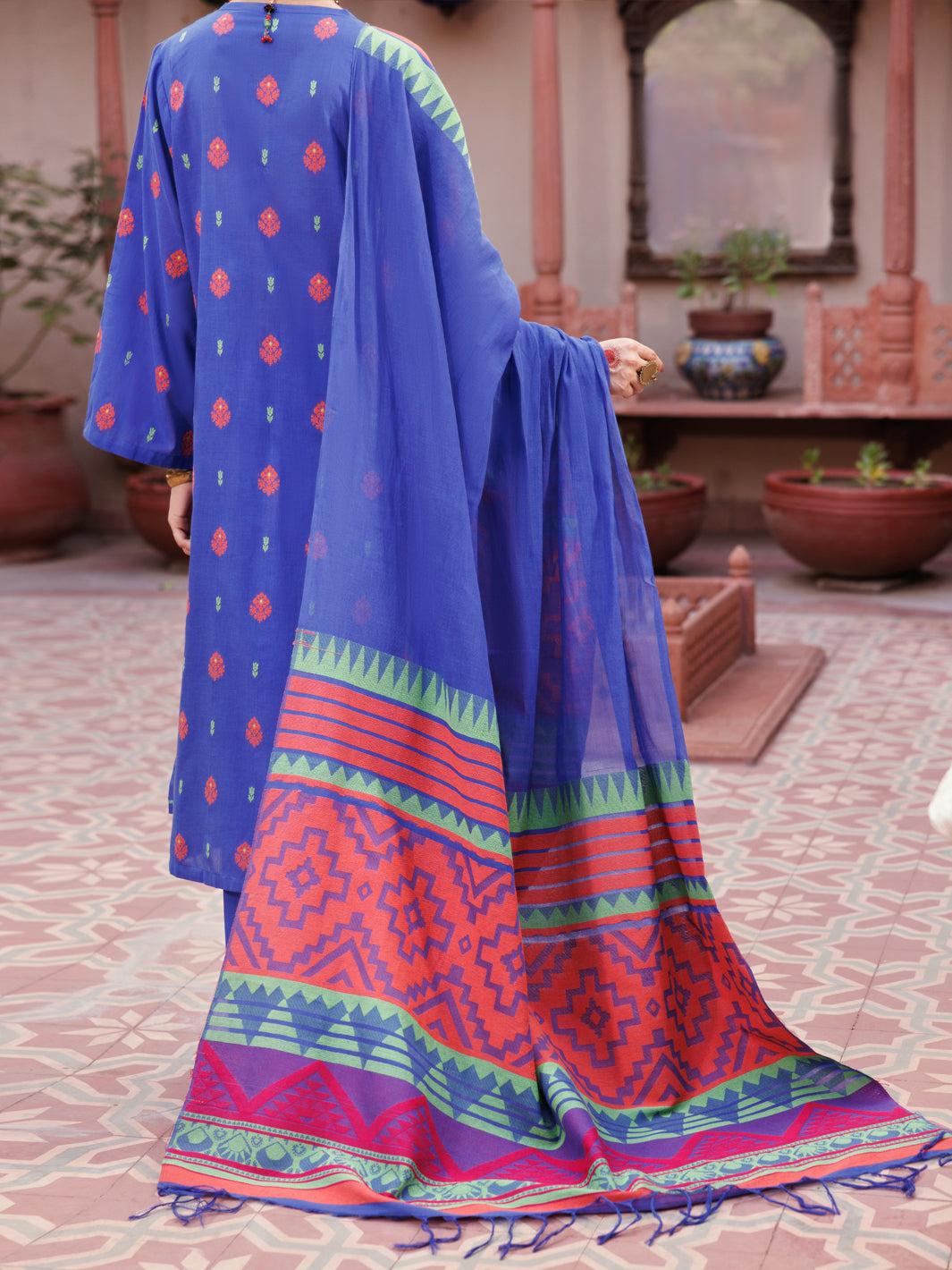 Yarn Dyed Blue Stitched Suit - Almirah