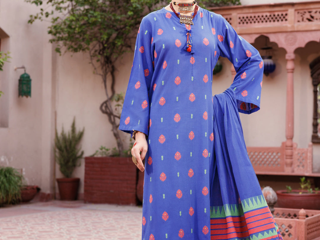 Yarn Dyed Blue Stitched Suit - Almirah