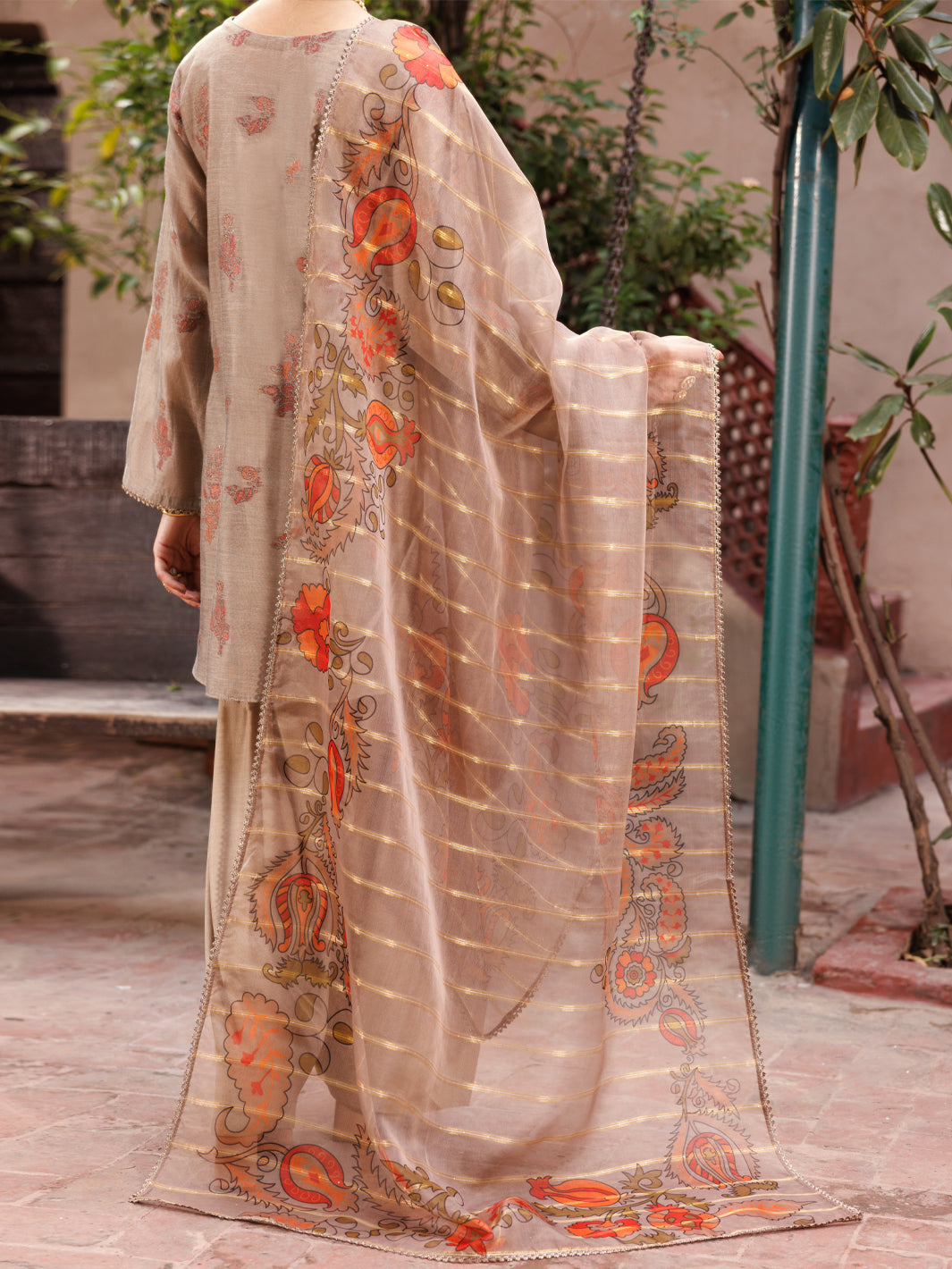 Poly Cotton Coffee Brown Stitched Suit - Almirah