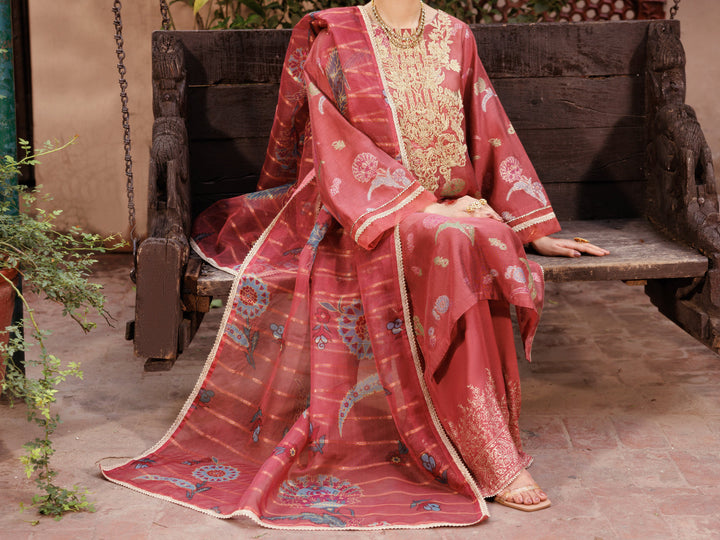Poly Cotton Peach Stitched Suit - Almirah