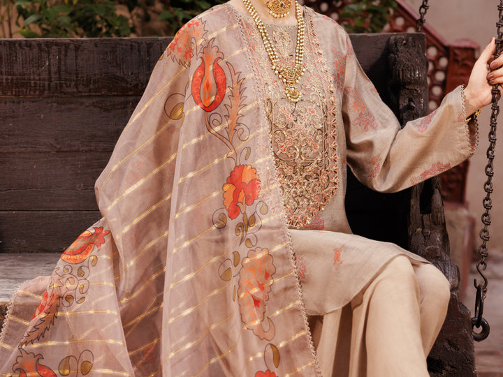 Poly Cotton Coffee Brown Stitched Suit - Almirah