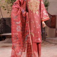 Poly Cotton Peach Stitched Suit - Almirah