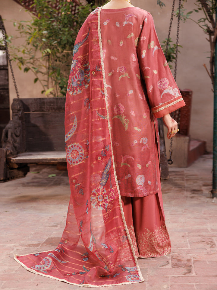 Poly Cotton Peach Stitched Suit - Almirah
