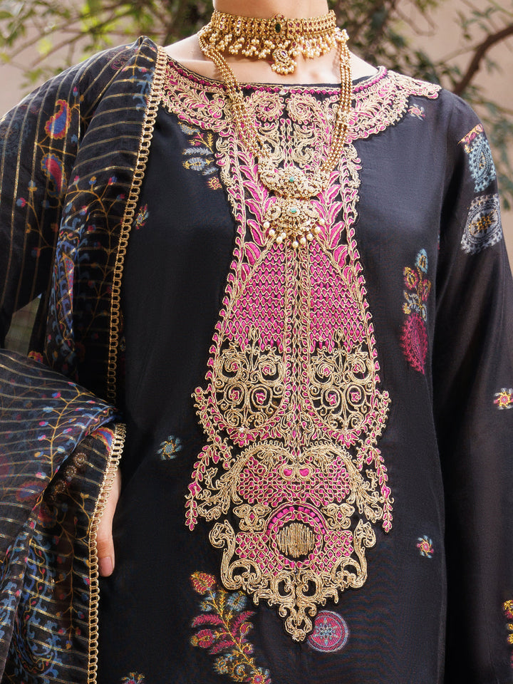 Jacquard Black Stitched Suit - Almirah