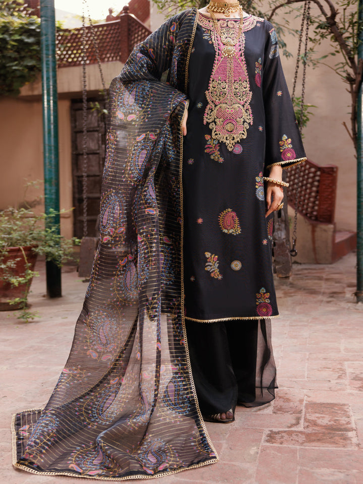 Jacquard Black Stitched Suit - Almirah
