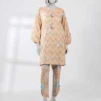 Lawn Peach Unstitched Suit - J. Junaid Jamshed