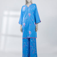 Lawn Blue Unstitched Suit - J. Junaid Jamshed