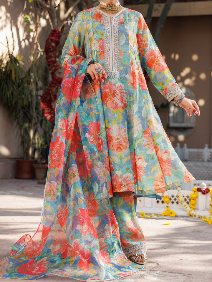 Digital Light Green Stitched Suit - Almirah