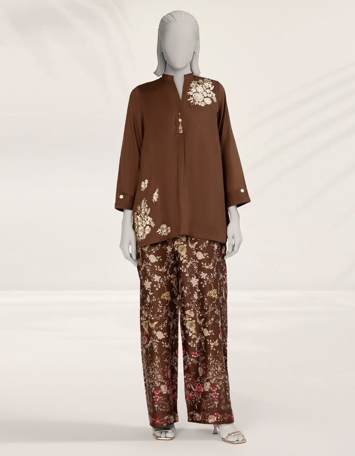 Textured Brown Stitched Suit - J. Junaid Jamshed