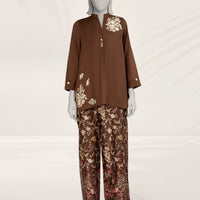 Textured Brown Stitched Suit - J. Junaid Jamshed