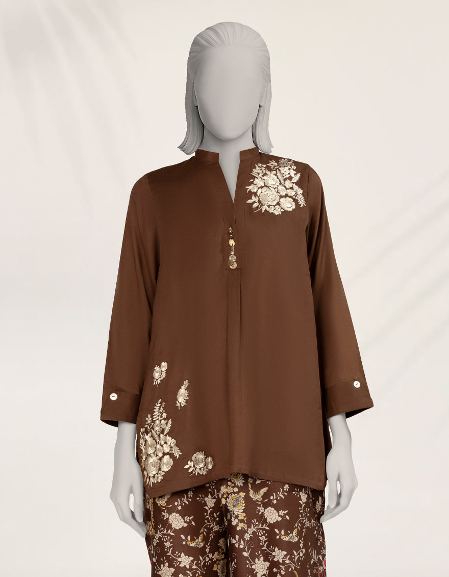 Textured Brown Stitched Suit - J. Junaid Jamshed