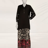 Textured Black Stitched Suit - J. Junaid Jamshed