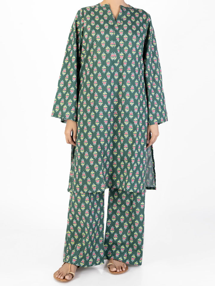 Lawn Green Stitched Suit - J. Junaid Jamshed